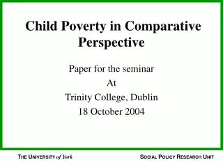 Child Poverty in Comparative Perspective