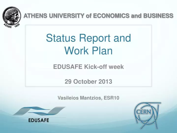 status report and work plan