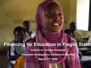 Financing for Education in Fragile States Council on Foreign Relations