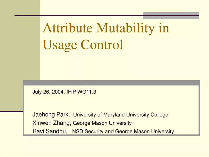 attribute mutability in usage control