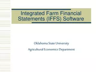 Integrated Farm Financial Statements (IFFS) Software