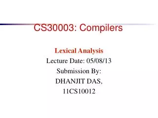 CS30003: Compilers