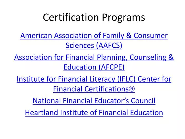 certification programs