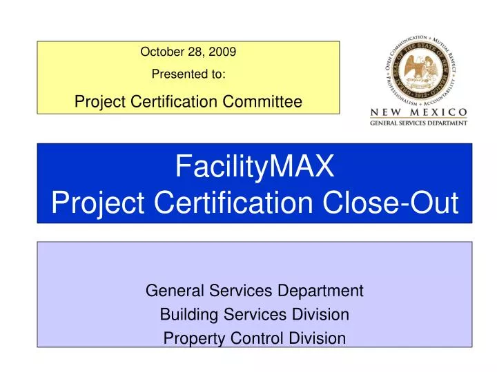 facilitymax project certification close out