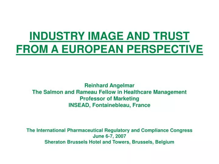 industry image and trust from a european perspective