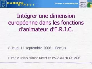 int grer une dimension europ enne dans les fonctions d animateur d e r i c