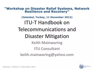 ITU-T Handbook on Telecommunications and Disaster Mitigation