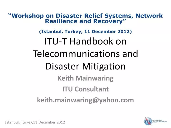 itu t handbook on telecommunications and disaster mitigation