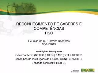 reconhecimento de saberes e compet ncias rsc
