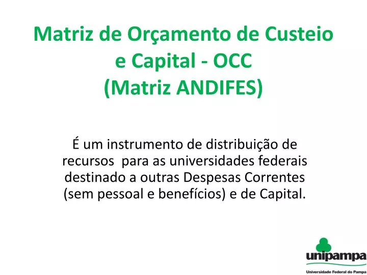 matriz de or amento de custeio e capital occ matriz andifes