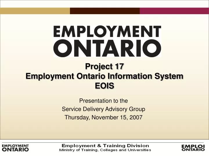 project 17 employment ontario information system eois