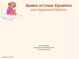 System of Linear Equations and Augmented Matrices
