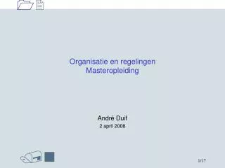 organisatie en regelingen masteropleiding