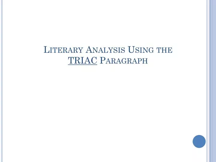 literary analysis using the triac paragraph