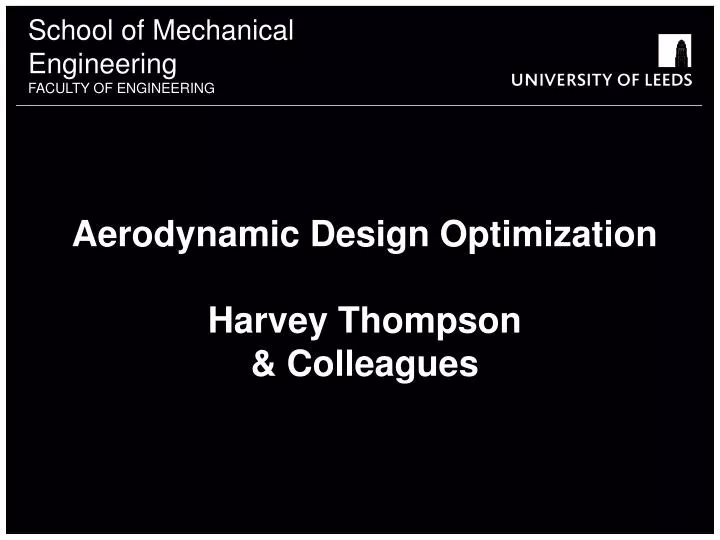 aerodynamic design optimization harvey thompson colleagues