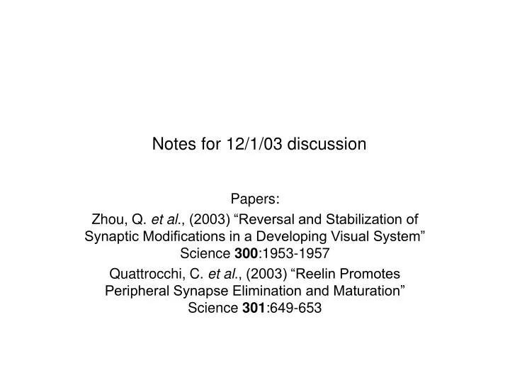 notes for 12 1 03 discussion