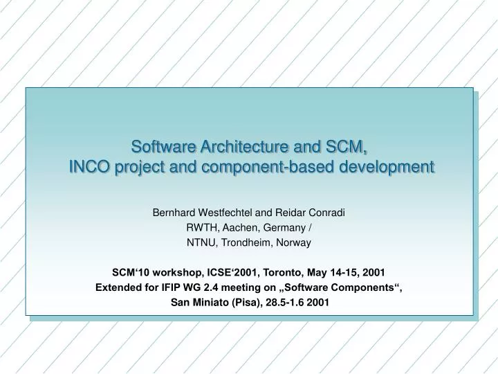 software architecture and scm inco project and component based development