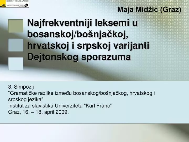 najfrekventniji leksemi u bosanskoj bo nja koj hrvatskoj i srpskoj varijanti dejtonskog sporazuma