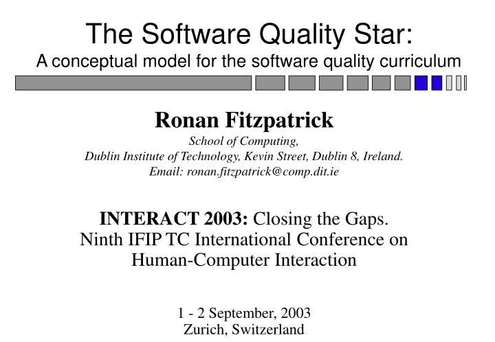 the software quality star a conceptual model for the software quality curriculum