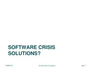 Software crisis solutions?