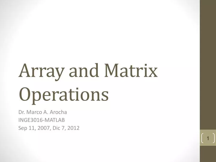 array and matrix operations