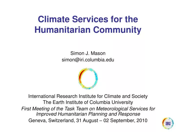 climate services for the humanitarian community