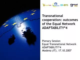 Transnational cooperation: outcomes of the Equal Network ADAPTABILITY*4