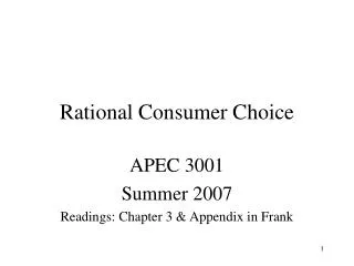 Rational Consumer Choice