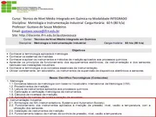 Curso: Técnico de Nível Médio Integrado em Química na Modalidade INTEGRADO