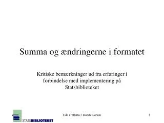 summa og ndringerne i formatet