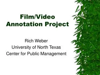 Film/Video Annotation Project