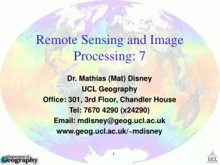 Remote Sensing and Image Processing: 7