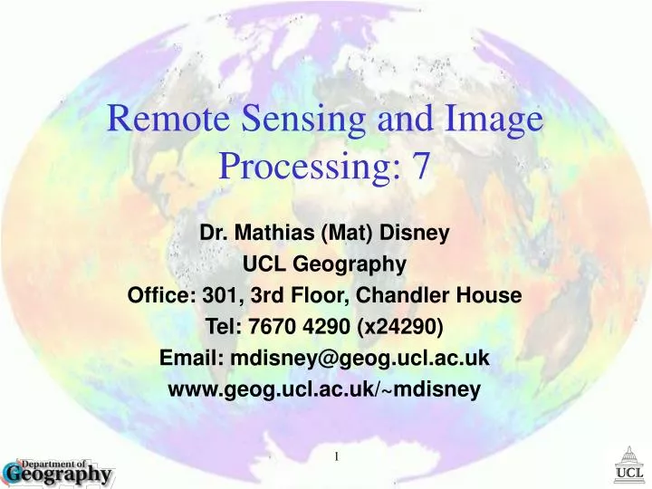 remote sensing and image processing 7