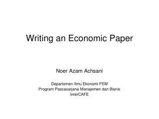 Writing an Economic Paper