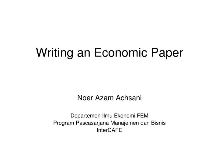 writing an economic paper