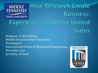 How Research Create Business: Experiences from the United States