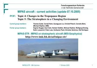 MIPAS aircraft : current activities (update 07.10.2005)