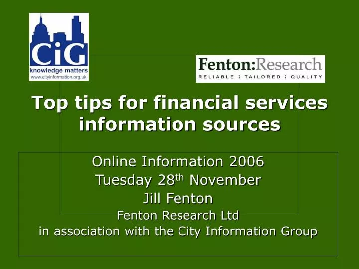 top tips for financial services information sources
