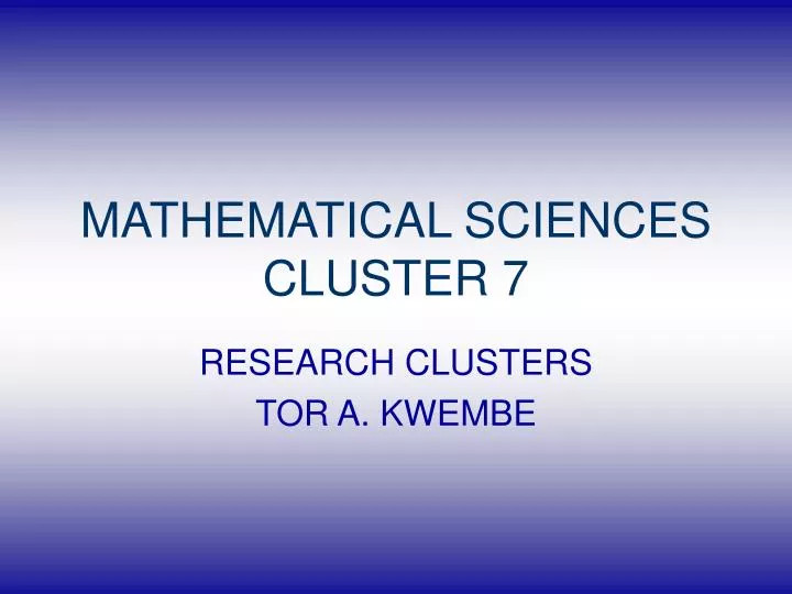 mathematical sciences cluster 7