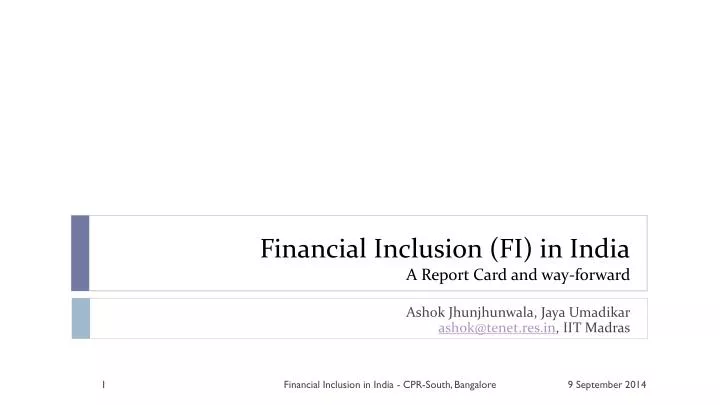 financial inclusion fi in india a report card and way forward