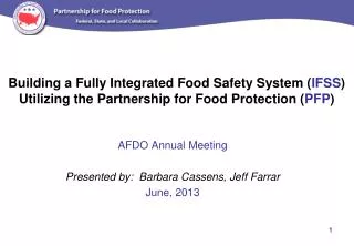AFDO Annual Meeting Presented by: Barbara Cassens, Jeff Farrar June, 2013