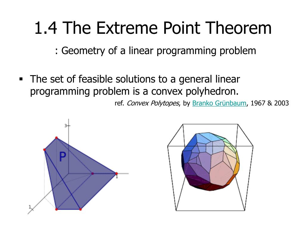 PPT - 1.4 The Extreme Point Theorem : Geometry of a linear programming ...