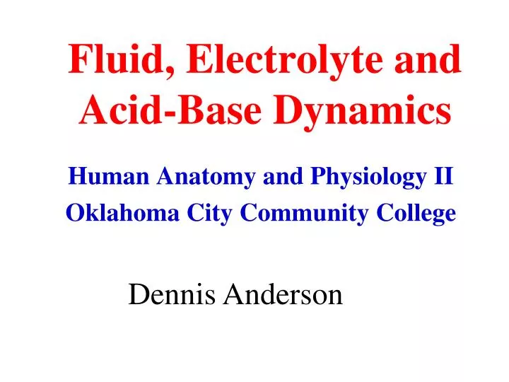 fluid electrolyte and acid base dynamics
