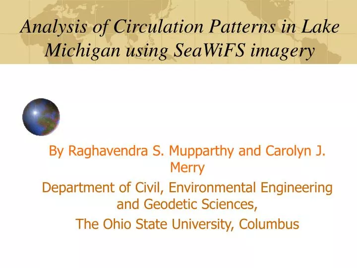 analysis of circulation patterns in lake michigan using seawifs imagery