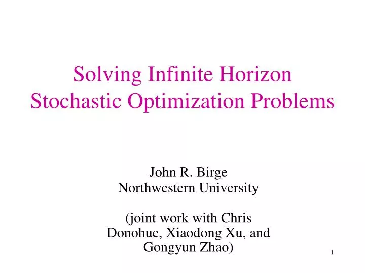 solving infinite horizon stochastic optimization problems