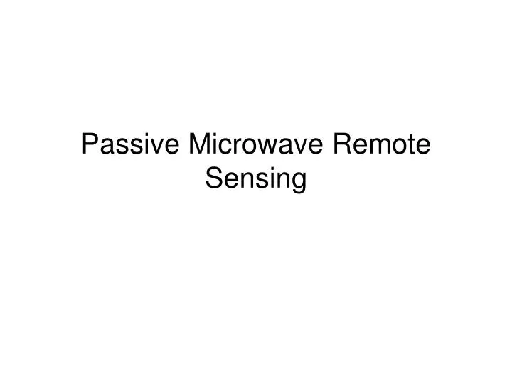 passive microwave remote sensing