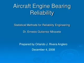 Aircraft Engine Bearing Reliability