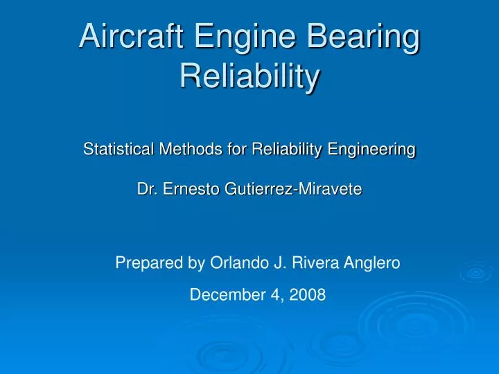 aircraft engine bearing reliability