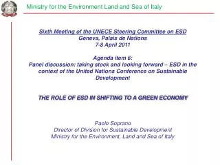 Ministry for the Environment Land and Sea of Italy