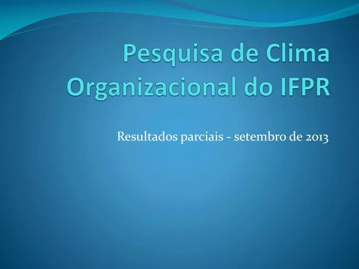 pesquisa de clima organizacional do ifpr